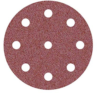 MioTools Fox Klett-Schleifscheiben, 125 mm, 9-Loch, f. Exzenterschleifer, Normalkorund (50 Stk.) K80