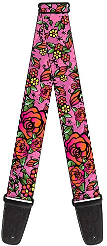 Buckle-Down Guitar Strap Born to Blossom Close Up Pink 2 Inches Wide