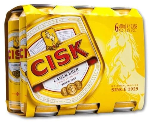 Cisk Lager Bier 500ml (6er Pack) Einweg inkl. Pfand. Lagerbier aus Malta.