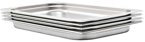 vidaXL 4x Gastronorm Containers GN 1/1 - Stainless Steel Stackable Tray Pan - 530 x 325 x 40 mm - Set of 4 Silver Pans for Restaurants, Hotels, Parties, and Home Use