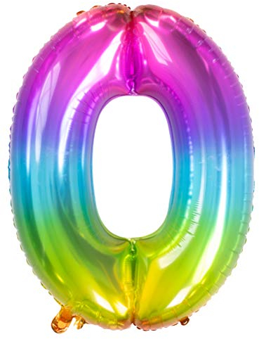 Folat 63240 Folienballon Yummy Gummy Rainbow Ziffer/Zahl 0-86 cm, Mehrfarbig