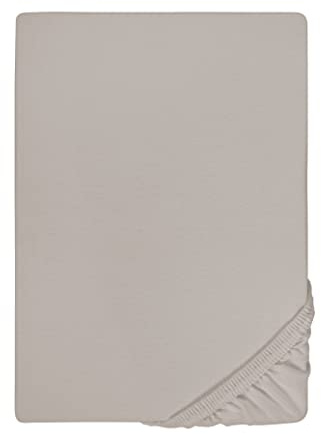 biberna Deluxe Jersey-Elastic-Spannbetttuch 140x200 cm - 160x220 cm grau | 95% Baumwolle, 5% Elastan | Spannbettlaken Boxspringbetten & hohe Matratzen| Rundumgummizug | Oeko-TEX | Modell 0077640