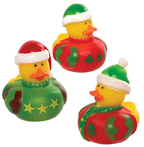 Baker Ross AX372 Gummienten in Weihnachtsstil, 6 Stück, Spielzeug für Kinder, Idealer Nikolaus oder Partytütenfüller für Kinder