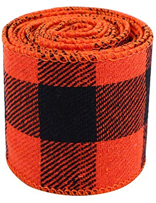 MoonyLI Weihnachten Wired Ribbon Plaid Sackleinen Christmas Wrapping Ribbon Bögen Ribbo Gingham Ribbon Wired Plaid Ribbon DIY 6 Yards