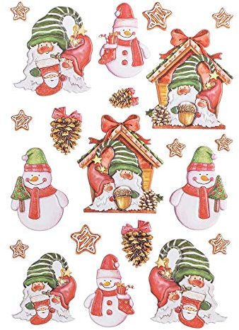 Ideen mit Herz Stickerbogen 3-D Relief-Sticker | Aufkleber | Hochwertig geprägt mit 3-D-Effekt | Din A4 Bogen mit verschiedenen Motiven (Weihnachtliche Wichtel 05)