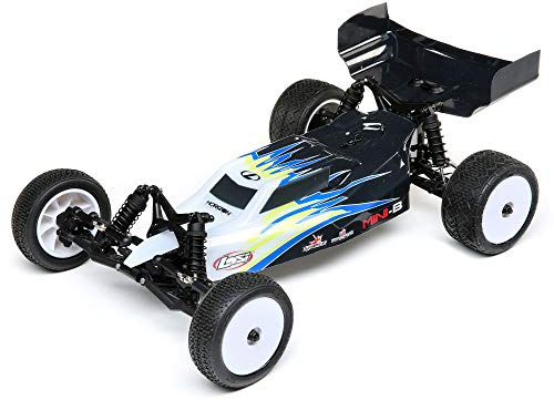 LOSI RC Car 1/16 Mini-B Brushed RTR (Ready-to-Run, Keine zusätzlichen Artikel nötig) 2WD Buggy, schwarz/weiß, LOS01016T2