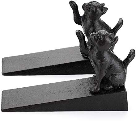 Sumnacon 2 Pcs Cast Iron Cute Cat Door Stops - Heavy Duty Rustic Door Stoppers Avoid Drilling Holes, Vintage Metal Door Wedges on All Floor Surfaces for Home Office Commercial Industrial