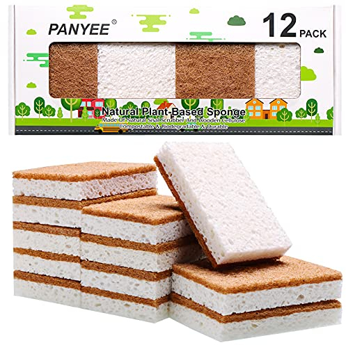 Spugna naturale 12Pack,Eco Friendly Scrub Sponge,Scrubber in Sisal biodegradabile con spugne da cucina compostabili per la pulizia dei piatti