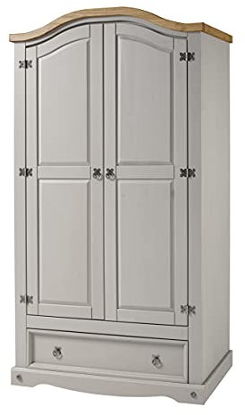 Mercers Furniture Corona Grey Wax 2 Door 1 Drawer Wardrobe