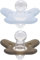 Difrax Sucette 0+ Mois En Silicone Natural - 2 Unité (Lot de 2) - Entièrement en Silicone - Sans BPA - Bonne Acceptation - Apport Optimal d’Air – Bleu Clair & Brun