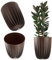 KADAX Pot de Fleurs en Plastique Avec Matériaux Naturels - Moderne, Rond, Motif Géométrique - Avec Insert - Naturel (Diamètre 30 cm, Expresso)