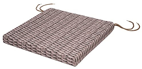 SOFTILLO Patio Chair Cushion with Seat Ties - Indoor and Outdoor Furniture Seating - Water-Resistant Polyester - Kitchen Dining, Lawn & Garden - 40x40x4cm - Wicker