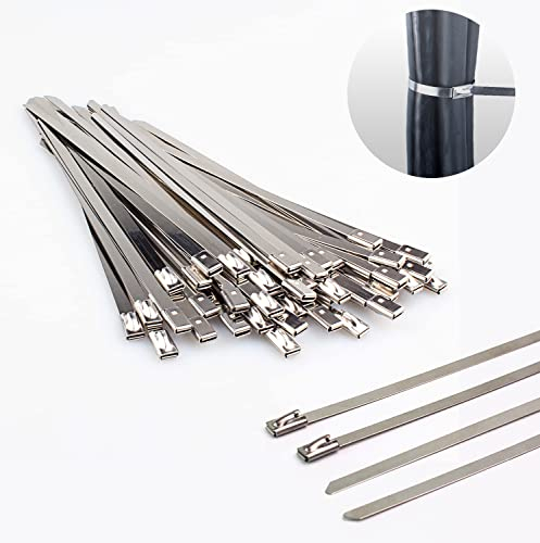 Edelstahl Kabelbinder, LUBAN Stahlkabelbinder 50 Stück 4,6 * 150mm, Edelstahl Metallkabelbinder mit Verriegelungsfunktion, Mehrzweck Stahlband