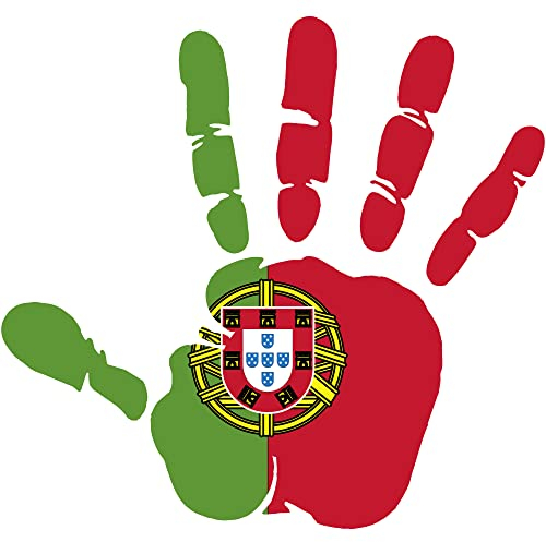 INDIGOS UG Aufkleber - Autoaufkleber - Portugal - Hand rechts 10x9,5 cm - Heckscheibe - Heckscheibenaufkleber - Sticker Tuning Boot Auto Laptop LKW