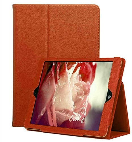 Étui à rabat en cuir pour Apple iPad 9.7 Air 1 (2013) iPad Air 2 (2014) et iPad 5ème (2017) iPad 6ème (2018) (orange)
