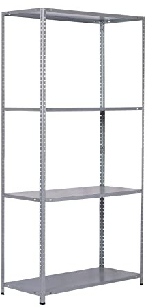 Catter House Nils Solid Metallregal, verzinkt, 137 – 70 x 30 x 137 cm, mit 4 Böden aus verzinktem Stahl, belastbar bis 200 kg, Grau, einfache Montage