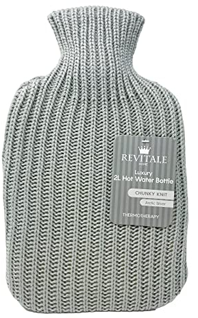 Revitale Hot Water Bottle Knit - 2 Litre (Arctic Silver)