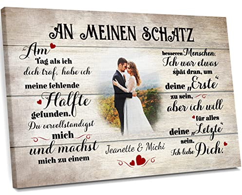 Love Faith An meinen Schatz (an ihn) Paar-Leinwand 90 x 60 cm - Personalisiertes Wandbild als Geschenk für Mann/Freund mit eigenem Foto