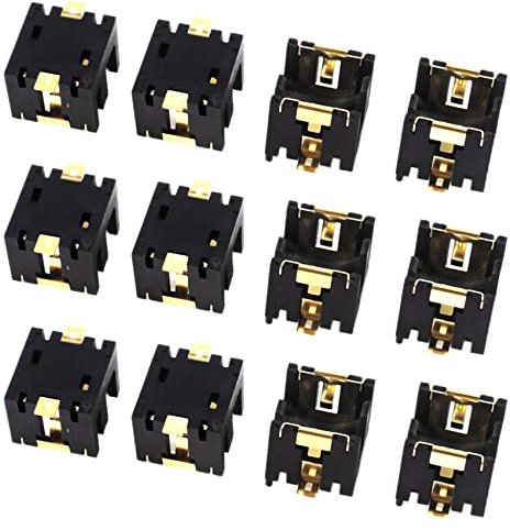 Mengmen 12 Stueck Schwarzer Kunststoff Knopf Knopfzellen Sockel Halter Fuer 2 x AG13/ LR44