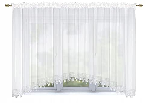 Fertige Gardine MALEZJA 400x150 Weiss Voile Bogen Gipüre Fensterdekoration Vorhang