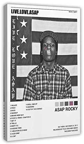 FABIVA ASAP Rocky Poster Live Love ASAP Albumcover Leinwand Poster Wandkunst Dekor Druck Bild Gemälde für Wohnzimmer Schlafzimmer Dekoration Rahmenstil 30 x 45 cm