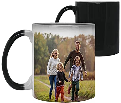 Giftme Personalised with Two Photos/Multi Photo Printed Collage Mug, 11oz Ceramic Magic Mug, (2 Photo)