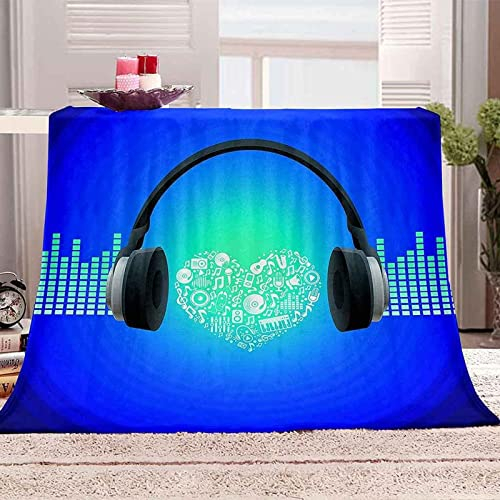 LATIZI Kuscheldecke 150x200 Kopfhörer Notiz Flanell Fleecedecke 3D Print Weich Flauschige Decke für Bett Sofa Sofadecke Wohnzimmerdecke Deko Camping Wohndecken