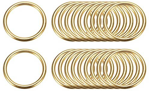 sourcing map Metall O Ringe, 20stk. 25mm (0.98) ID 3mm Stärke Mehrzweck Nicht-geschweißt O-Ring Schnalle für Handwerksgürtel Geldbeutel Tasche Hardware Herstellen, Gold Ton