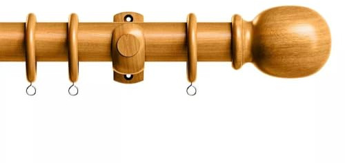 28mm Wooden Curtain Pole Set (180cm, Antique Pine)