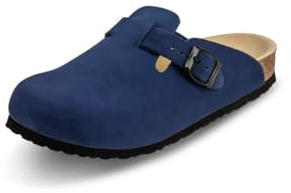 Original VITAFORM Clogs I Nubukleder-Pantoletten für Herren in Royalblau I Größe 47 I Langlebig & gelenkschonend mit Korkfußbett & Velourslederbezug I Echtes Wildleder I Echte Handwerkskunst
