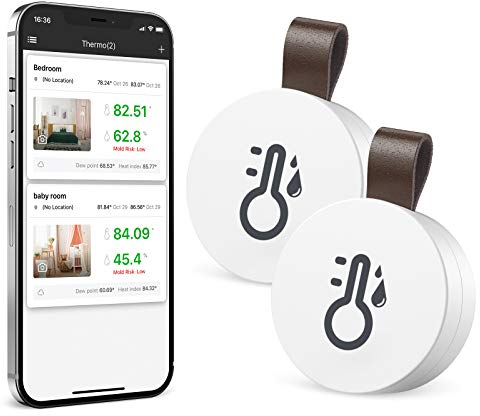 Ankilo Upgraded Wireless Thermometer Hygrometer, Bluetooth Thermometer, Accurate & Sensitive Indoor Temperature Humidity Sensor w/Data Export for House, Garage, Greenhouse, Baby Room