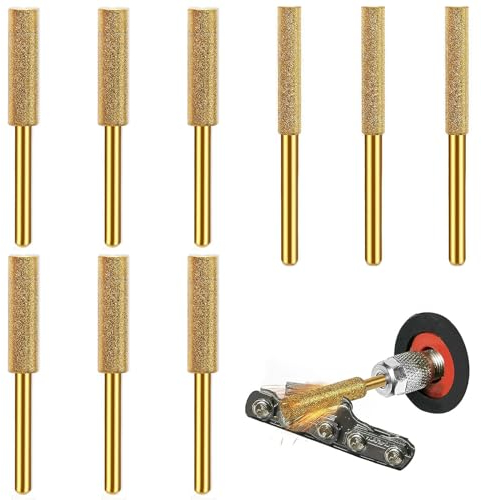 Affilatrice per Motoseghe Diamantate,Affila Catena Motosega,Pietra Abrasiva per Motosega,Affilacatene Affilatore per Motosega,con 3 diverse dimensioni,4 mm, 4,8 mm, 5,5 mm,per affilare,9 Pezzi