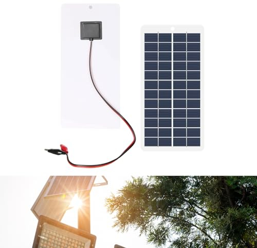 DEWIN Panel Solar, 15W Portátil Panel Solar Policristalino 12V Solar Células Cargador de Batería con Clip de Batería para Campistas, Casas de Jardín, Barcos