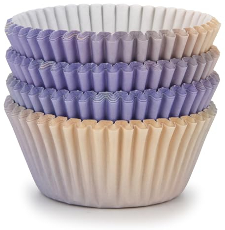 Spesh 100 Pcs Cupcake Cases for Baking, Pastel Paper Cupcake Baking Cups Standard Size Muffin Liners for Birthday Parties Baby Shower(Purple + Yellow)