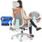 SCHEKKA® Bürostuhl Ergonomisch Testsieger - Besonders individuell Einstellbarer Schreibtischstuhl mit Kopf- & Lordosenstütze, 3D Armlehnen & atmungsaktives Mesh - Bürostuhl 150 kg (Hellgrau/Mint)