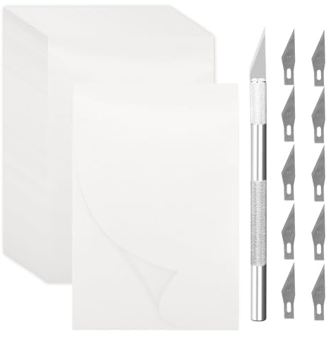 VEGCOO Diamond Painting Zubehör, 150 Stück Diamond Painting Trennpapier/1 Stück Papierschneider Und 10 Stück Klingen,Diamonds Painting Zubehör Set Für Den Professionellen/DIY -Gebrauch (Weiß 2)