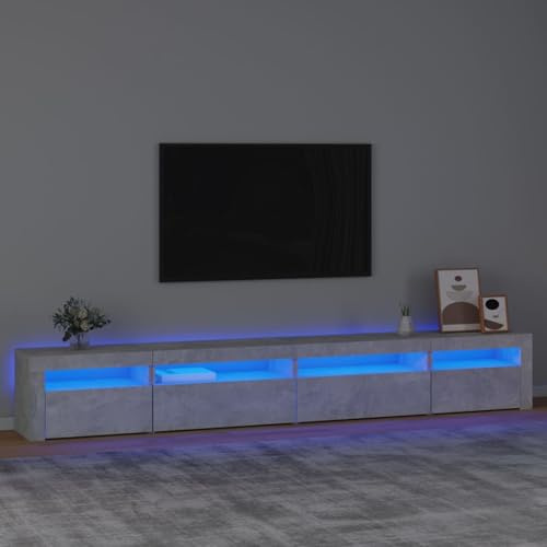 Gecheer Meuble TV avec lumières LED gris béton 270 x 35 x 40 cm - Buffet pour TV, salon, tables d'appoint, type 1