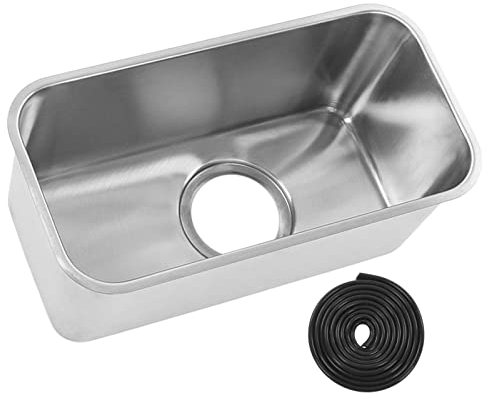 SYH&AQYE Unterbau Edelstahl Einzelbeckenspüle, Wohnmobil Spüle, Quadratisch, 390 X 190 X 185 mm, 304 Edelstahl Wohnmobilspüle mit 90 mm Abfluss für Van, Yacht, Boot