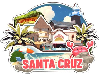 Kühlschrankmagnet, Motiv: Santa Cruz, Kalifornien, USA, Amerika, 3D, Holz, Stadt, Reise, Souvenirs, handgefertigt, Handwerk, Kühlschrankmagnete, Aufkleber, Heimdekoration, Sammlung, Geschenk