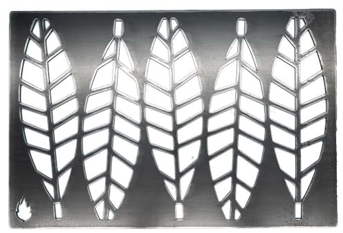 Feuerfest 123 Design Grillrost Leaves I 60x40 cm I Hochwertiges Grillgitter aus Stahl I Massiver Kohlerost mit 4mm Stärke I Gitterrost für Grillkamin, Gas- & Kohlegrill I Grill-Rost aus Handarbeit