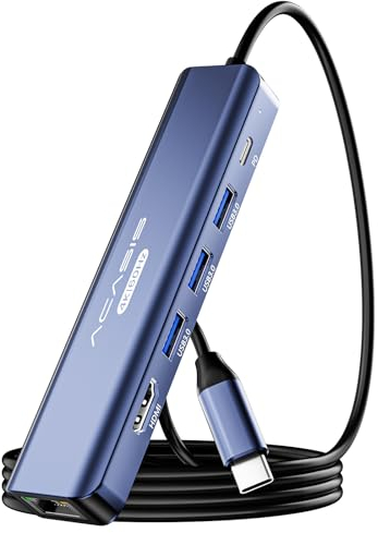 ACASIS Hub USB C 7 en 1 - Adaptador Con HDMI 4K 60Hz, Ethernet Gigabit, PD 100W, 3 Puertos USB A, Estación de Acoplamiento Compatible Con iPhone 15, MacBook, iPad Pro, Surface, Galaxy S24