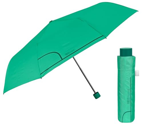 PERLETTI Paraguas Plegable Mujer Antiviento - Paraguas Compacto Resistente Manual - Paraguas Mini Pequeño Ligero de Bolso - Sombrilla Lluvia Portátil - Diámetro 97 cm (Verde Menta)