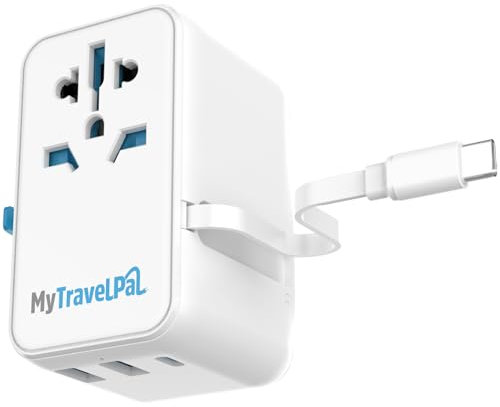 Universal Travel Adapter 20W USB C | MyTravelPal Worldwide Travel Adapter | UK Safety Standards | Universal Plug Adapter USB-C | International Travel Plug For EU, USA, UK, Australia