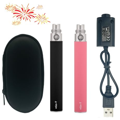 High Power 1100mAh eGo T vape battery-Adequate capacity 510 thread vaper pen eGo-T batteries-Recharging E-cig-2 packs E-Shisha battery-Includes vapes charger (Nicotine Free)
