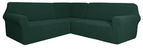 SXZAGZR Couch Bezug, Ecksofa überzug, L-Form Sofahusse, 3 Stücke Sofabezug Ecksofa, Sofa Cover, Rutschfester Couch überzug, Sofahusse Schutz Für Wohnzimmer (DunkelgrüN,5 Sitzer)