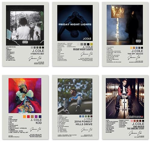 FYDZBSL 6 Stück Poster, Aesthetic Posters, Leinwand Wandkunst Album Cover Poster Album Cover Inspired Wall Collage Kit für Teenager und Mädchen Wohnheim Dekoration