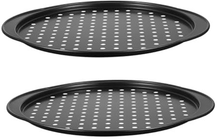 Ciieeo 2 Bandejas De Pizza Antiadherentes Con Agujeros Bandeja De Horno Para Pizza Fácil De Limpiar