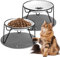 Quyimy 2Pcs Cat Bowl, Ceramic Raised Cat Food Bowl, Elevated Pet Bowl,Anti Vomiting Cat Feeding Bowl, Non Slip Cat Dish with 2 Non-Slip Mats (Fish&Pat)