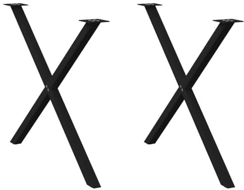 vidaXL Esstischbeine X-Form 2 Stk. Schwarz 90x(72-73) cm Stahl