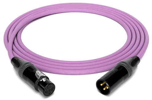 enoaudio Mogami 2534 Quad Professionel Studio Câble microphone symétrique | Neutrik Gold XLR femelle – XLR mâle | HiFi, violet, 3 m